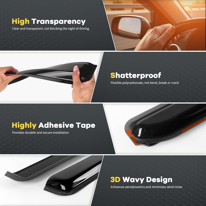 4pcs in Channel Window Visor Fit for 2011-2024 2025 2026