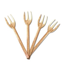 NATUREHOME Wooden Forks Set of 4 Premium Olive Wood Cutlery - Natural, Organic, Environmentally Friendly