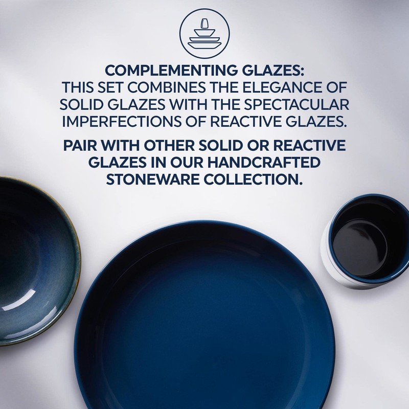 Corelle Stoneware Dinnerware Set, Handmade Reactive & Solid Glazed Ceramic