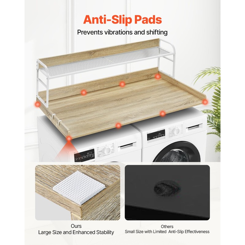 VEVOR Washer Dryer Countertop with Shelf, 54" x 27" Wooden