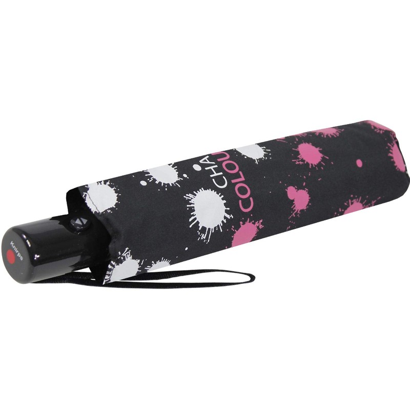Knirps Slim Duomatic Paint Drops Pocket Umbrella, Wetprint-pink, Floral with