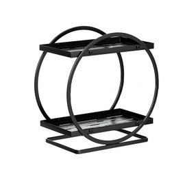 Spotact 2 Tiers Bathroom Cosmetics Organizer Carbon Steel Utility Makeup Counter Shelf Skincare Organizers Rack for Bathroom Kitchen Dresser Living Room Bedroom (Black)
