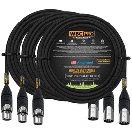 3 Units - 20 Foot - WBC-PRO-Quad Ultra-Silent Ultra-Flexible Balanced Star-Quad Cable with Amphenol Male & Female XLR Plugs & Black Tweed Jacket