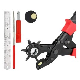 Sacabocado Ojilladora Cinturon Perforador Reloj Pinza Alicate Herramienta Regla Kit Bolsas Plastico Cuero Papel