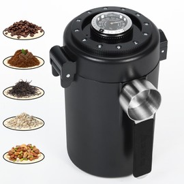 ZENTORIQ Coffee Canister, Airtight Stainless Steel Kitchen Food Storage Container With Spoon And Date Tracker, For Ground Coffee, Cereal, Bean, Tea,Sugar (black)