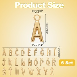 sourcing map A-Z Letter Charm, 6Set/156pcs Alphabet Pendants Initial Letter Charm Set for DIY Bracelet Necklace Pendants Earring Jewelry, K Gold