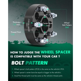 SCITOO 2Pcs 5x4.5 to 5x5 Wheel Spacers 1.5 inch Fit for Jeep Comanche for Cherokee for Grand Cherokee Liberty Wrangler 5x114.3 to 5x127 Wheel Adapters Spacers Studs 1/2 Bore 71.5mm Hubcentric