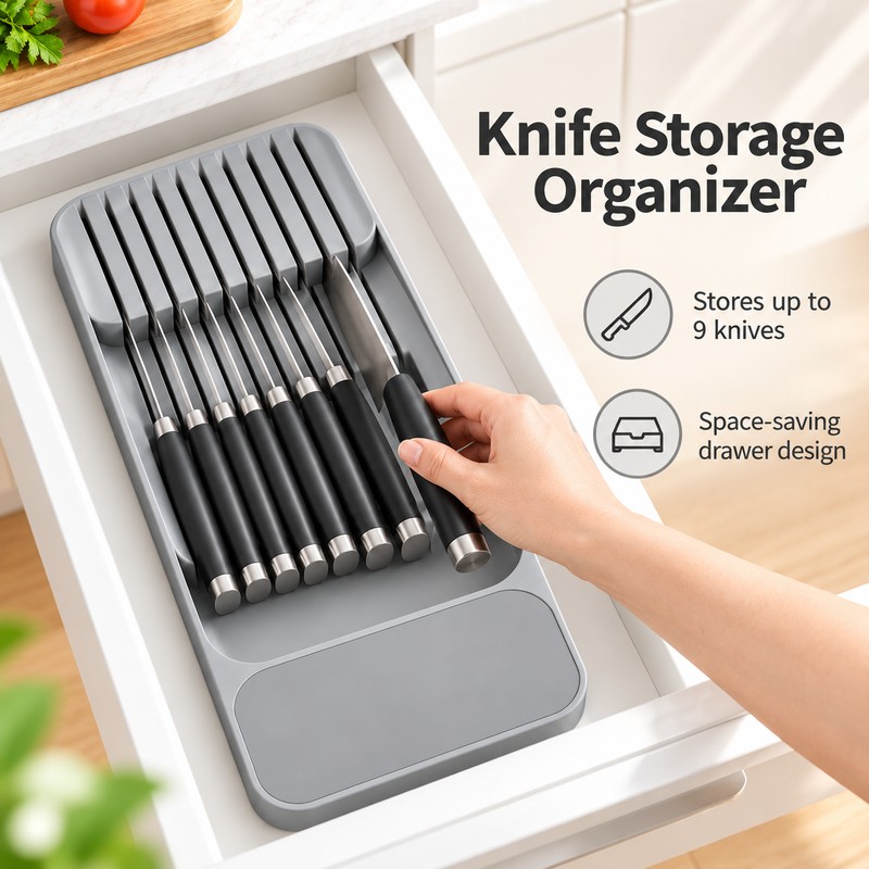Kitchen Drawer Organizer for Knives, Cutlery & Spices – Space-Saving