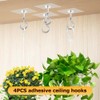 NINEFOX 4 Pack Adhesive Ceiling Hooks, Ceiling Hooks Heavy Duty