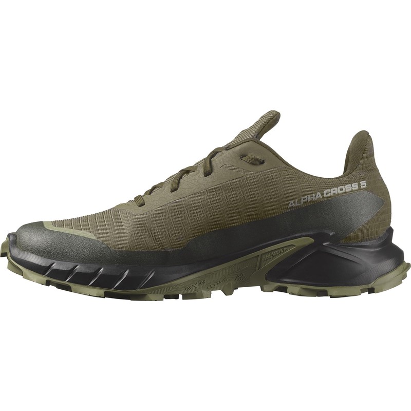 Salomon Men's Alphacross 5 Gore-Tex Hiking Shoe, Olive Night Black