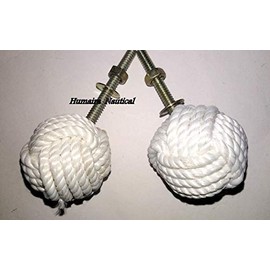 Humaira Nauticals White Jute Rope Door Knobs/Rope Knot Drawer Pulls and Knobs/Pull and Push Handle Knobs for Cabinets, Wardrobes & Cupboards/Nautical Hardware Decor, 47 mm, Set of 4