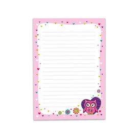 JuNa-Experten A5 Letter Paper Set with Envelopes Owl for Girls (25 Sheets + 15 Envelopes)