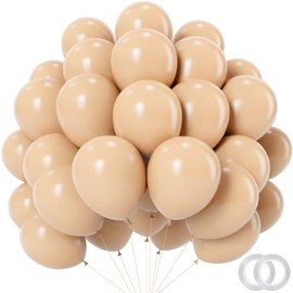 PatiCool Nude Balloons - 12 inch 100pcs Latex - Round Neutral Boho Birthday Balloons with 2 Ribbons, Helium Apricot Balloons for Birthday Party, Wedding, Anniversary, Baby Shower Decorations