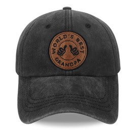 E-Profina World's Best Grandpa Hat, Grandpa Gifts, Adjustable Embroidered Cotton Baseball Cap Grey