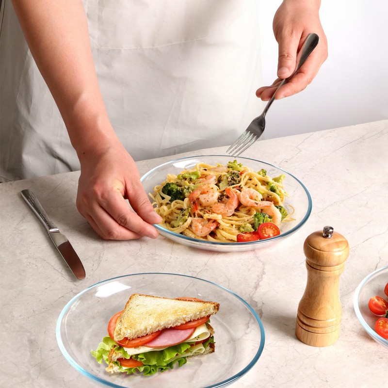 NUTRIUPS 4 Pack 9in Glass Dinner Plates - with Lipped