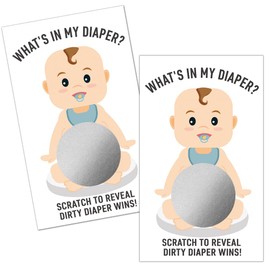 Haizct 50 Pack What's in My Diaper Scratch Off Game Scratch Off Cards for Baby Shower, Baby Shower Activity and Idea, Silly Activity for Ice Breakers-GK097