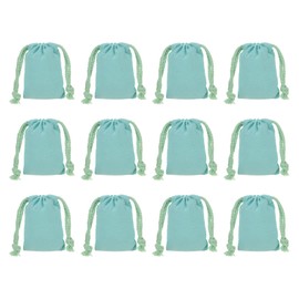 PATIKIL 100% Cotton Reusable Drawstring Bags, 3x4 Inch 12 Pack Multipurpose Washable Cotton Dust Bags, Luggage Organizer, Travel Essentials Storage Pouch, Turquoise