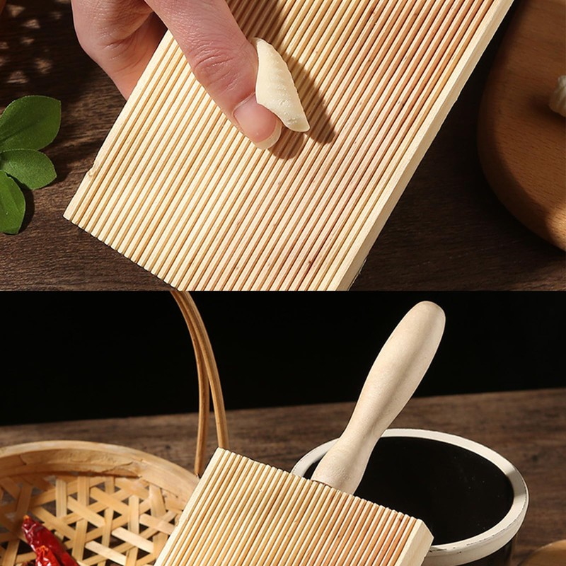 2Pcs Stable Pasta Maker Gnocchi Board Smooth Ergonomic Wooden Butter