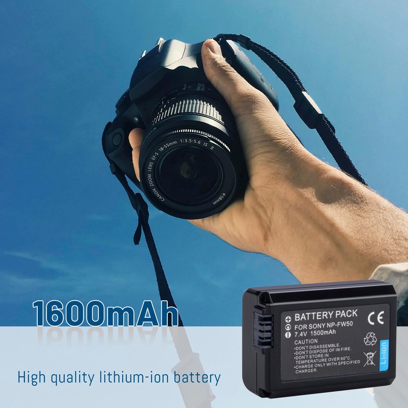 2 Pack NP-FW50 Battery for Sony Alpha A5000 A5100 A6000