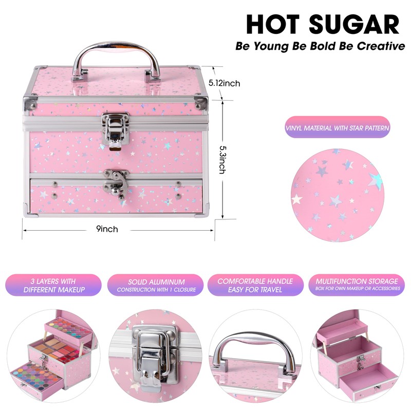 Hot Sugar Makeup Kit for Teens with Train Case, Portable