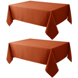 Biscaynebay 2 Pack Christmas Table Cloth Rectangle 60x108 Inch, Rust Water Resistant Spill Proof Fabric Textured Tablecloths for Kitchen, Dining, Wedding, Parties Machine Washable