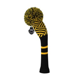 Knit Hybrid Golf Club Covers Fits Hybrids/UT Classical Fine Stripes with Long Neck Funny and Fresh Colors (Yellow Pom Pom)