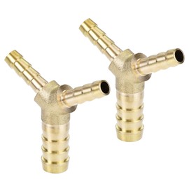 uxcell Reducing Barb Hose Fitting Y Shape Pipe Connector Brass 3/8" x 1/4" x 1/4" Brass Hose Splitter 3 Way Union Fitting for Air Water Gas Oil 2Pcs