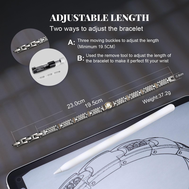 RainSo Magnetic Bracelets for Women Elegant Yellow Gemstone Inlaid Crystal