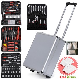 Henf Tool Box Household Tool Set, 799 Piece Tool Kit with Rolling Aluminum Trolley Case for Home Garage Auto Repair
