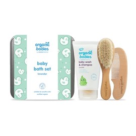 Green People Organic Babies Baby Bath Set | Natural & Organic Lavender Gift Set | Eczema-Friendly & Ultra-Gentle on Sensitive Skin | Paraben Free, Cruelty Free