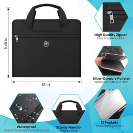 MoAL 13 Pockets Portable File Organiser - A4 Water Resistant Expanding File Folders for Paperwork, Fireproof Accordion Document Organiser with Multiple Tabs, Laptop Storage and Zipper Closure (FO-23)