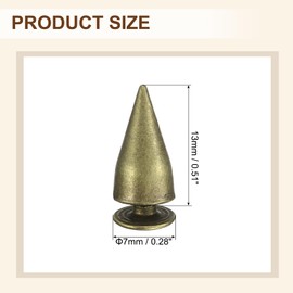uxcell 50 Sets Spikes and Studs, 7 x 13mm Cone Spikes Screw Back Studs Rivets, Cone Punk Spikes Rivet for Clothing Belts Bags DIY Leather Crafts, Bronze
