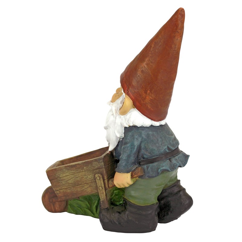 Design Toscano QM2433000 Wheelbarrow Willie Garden Gnome Statue Bird Feeder,