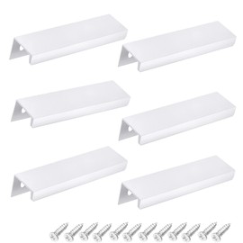 Lopsity 6PCS Edge Pulls for Cabinets Finger Pull Cabinet Hardware Aluminum Hidden Cabinet Handles Edge Pulls Handle 80mm for Furniture Drawer (White)