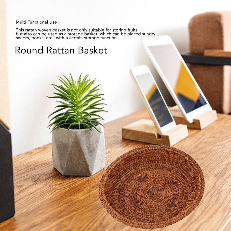 2 PCS Round Rattan Basket Unique Texture Hand Woven Process