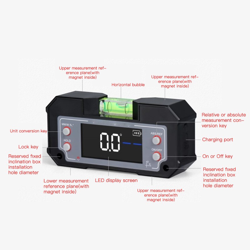 Digital Angle Gauge Magnetic Leveler Level Finder Protractor Bevel Inclinometer
