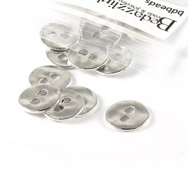 Bedazzlinbeads Lot of 20 Wavy 13mm Round Silver 2 Hole Buttons or Textured Linking Charms