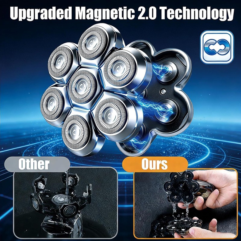 7 Head Magnetic Shaver Head Replacement For SHPAVVER/Wyklaus/Cyruzi Shaver