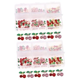 LALAFINA 120pcs Cherry Nail Crystals and Charms Nail Art Decorations for Women for Stylish Designs for Dating School and Special Occasions
