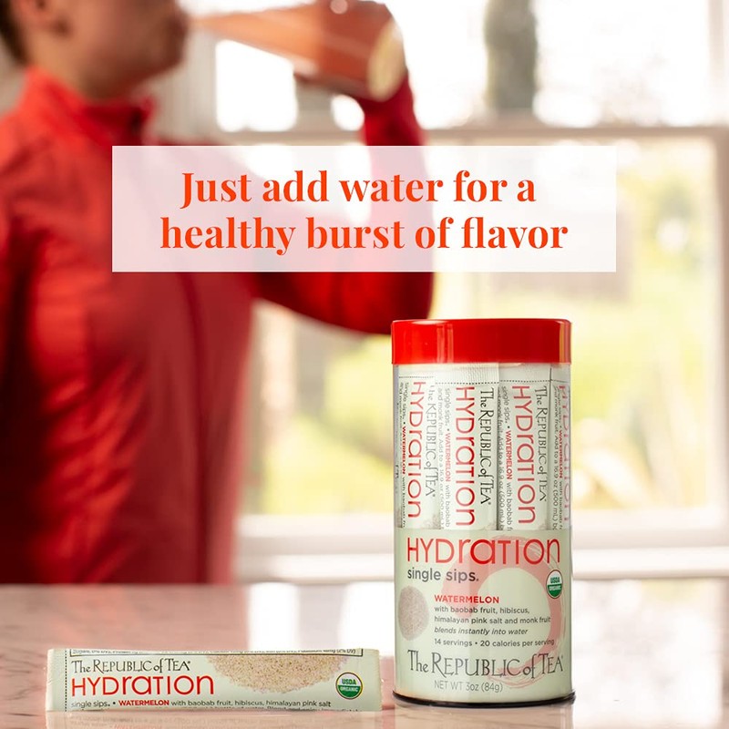 The Republic of Tea, Tea Hydration Watermelon Single Sip Organic,