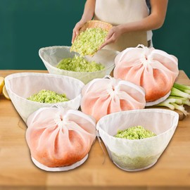 6 PCS Organic Cotton Cheesecloth Bags - Reusable Straining Bags for Nut Milk, Soy Milk, Dumpling Fillings,Nut Milk Bag Reusable for Straining Oat Milk, Almond Milk, Cheese making, Celery Juice Nut Bag