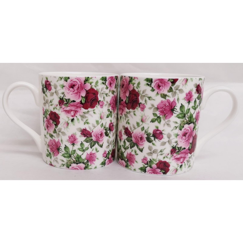 Rainbow Decors English Rose Mugs Set 2 Fine Bone China