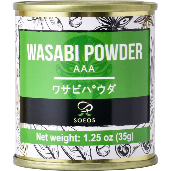 Soeos Wasabi Powder, 1.25 oz with Real Wasabi for Sushi, Sushi Powdered, Wasabi