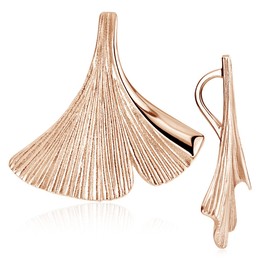MATERIA by Matthias Wagner Ginkgo Leaf Pendant Rose Gold 925 Sterling Silver Women's Jewellery Gold-Plated, Sterling Silver