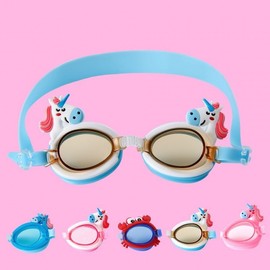 Children's Cute Unicorn Swimming Goggles for Pool & Water Play Free Size/Free Size Unicorn Blue and White Swimming Goggles 3ea