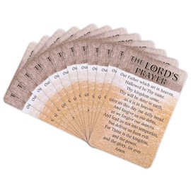 Dicksons KJV of The Lords Prayer, Tan/White 3.8 x 2.5 Inch Laminated Cardstock Pocket Card Bookmark; Pack of 12