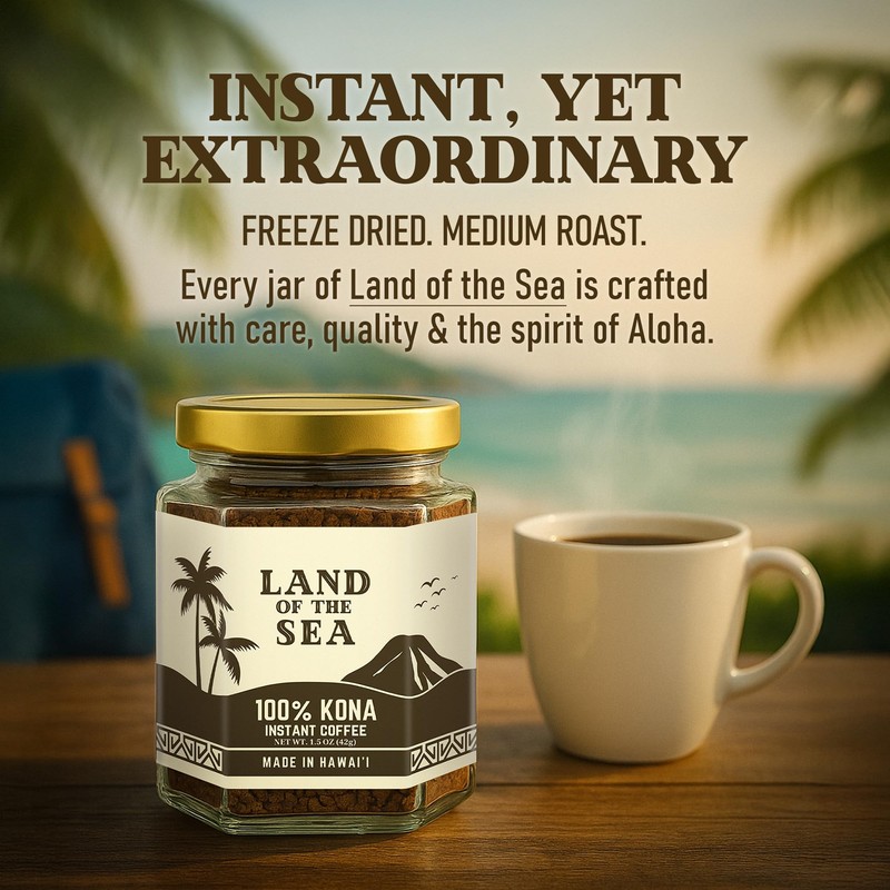 Land of the Sea 100% Kona Instant Coffee - Freeze