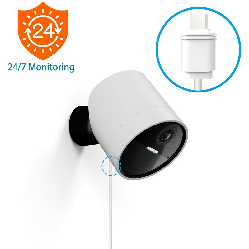 25ft/7.6m Weatherproof Outdoor Charging Cable for SimpliSafe Outdoor Security Camera