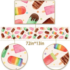 Summer Popsicle Table Runner Ice Cream Themed Birthday Baby Shower Party Farmhouse Kitchen Dining Room Home Decoration (13" x 72")