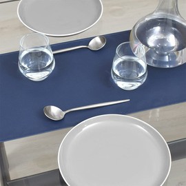 W2702710 Table Runner, Laminate, Waterproof, Scandinavian, Table Center, 51.2 inches (130 cm), Wipeable, Plain, Navy, Blue, Style Decor
